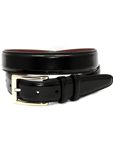 Black Antigua Leather W/ Brass Buckle X-Long Belt | Torino Leather XL Belts | Sam's Tailoring Fine Men Clothing