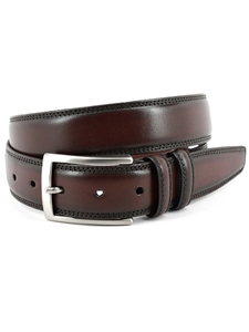 Espresso Hand Stained Italian Kipskin Men's Belt | Torino Leather Dress Causal Belts | Sam's Tailoring Fine Men Clothing