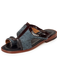 Barracuda/Bordeaux Cuba Horse Hair & Snakeskin Sandal | Mauri Men's Sandals | Sam's Tailoring Fine Men's Shoes