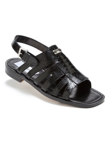 Black Riviera Genuine Ostrich Leg Men's Sandal | Mauri Men's Sandals | Sam's Tailoring Fine Men's Shoes