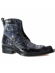 Gray/Black Raffaello Crocodile & Hornback Boot | Mauri Men's Boots | Sam's Tailoring Fine Men's Shoes