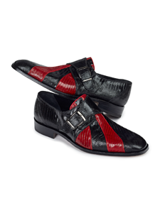 Black/Red Orchestra Lizard Monk Strap Shoe | Mauri Monk Strap Shoes | Sam's Tailoring Fine Men's Shoes