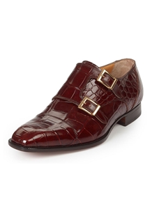 Gold Via Spiga Alligator Monk Strap Men Shoe | Mauri Monk Strap Shoes | Sam's Tailoring Fine Men's Shoes