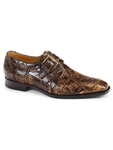 Burnished Brown Alligator Monk Strap Men Shoe | Mauri Monk Strap Shoes | Sam's Tailoring Fine Men's Shoes