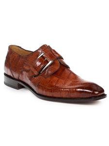 Gold Alligator Silver Tone Buckle Monk Strap Shoe | Mauri Monk Strap Shoes | Sam's Tailoring Fine Men's Shoes