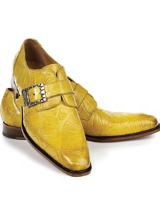 Yellow Alligator Single Monk Strap Men's Shoe | Mauri Monk Strap Shoes | Sam's Tailoring Fine Men's Shoes