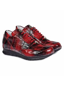 Red/Black Borromini Crocodile Men's Sneaker | Mauri Men's Sneakers | Sam's Tailoring Fine Men's Shoes