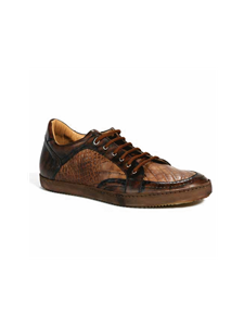 Brandy Calfskin & Body Alligator Men's Sneaker | Mauri Men's Sneakers | Sam's Tailoring Fine Men's Shoes