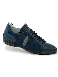 Wonder Blue Ostrich & Stingray Men Sneaker | Mauri Men's Sneakers | Sam's Tailoring Fine Men's Shoes