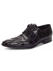 Black Como Alligator Wingtip Dress Shoe | Mauri Dress Shoes | Sam's Tailoring Fine Men's Shoes