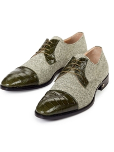 Money Green Brunico Alligator & Fabric Dress Shoe | Mauri Dress Shoes | Sam's Tailoring Fine Men's Shoes
