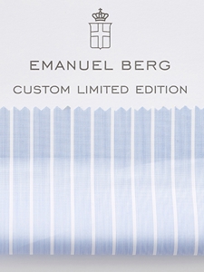 Sky Blue & White Two Ply Limited Edition Custom Shirt | Emanuel Berg Custom Shirts | Sam's Tailoring Fine Men's Clothing