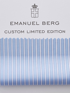 Sky, White & Blue Two Ply Limited Edition Custom Shirt | Emanuel Berg Custom Shirts | Sam's Tailoring Fine Men's Clothing