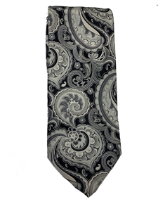 Grey And Black Paisley Sartorial Silk Tie | Italo Ferretti Ties | Sam's Tailoring Fine Men's Clothing