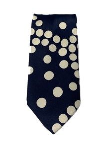 White Circle On Navy Sartorial Silk Tie | Italo Ferretti Ties | Sam's Tailoring Fine Men's Clothing