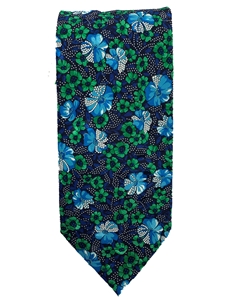 Blue, Green & White Floral Sartorial Silk Tie | Italo Ferretti Ties Collection | Sam's Tailoring Fine Men's Clothing