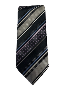 Black, Grey, Lavender, Sky & White Silk Tie | Italo Ferretti Ties Collection | Sam's Tailoring Fine Men's Clothing