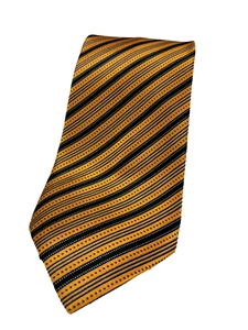 Yellow And Black Stripe Silk Extra Long Tie | Italo Ferretti Extra Long Ties | Sam's Tailoring Fine Men's Clothing