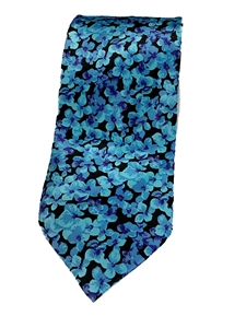 Lavender, Sea Blue On Black Floral Silk XL Tie | Italo Ferretti Extra Long Ties | Sam's Tailoring Fine Men's Clothing