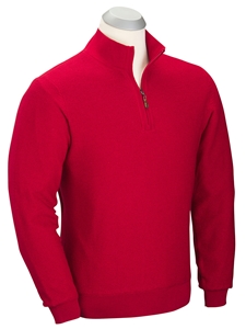 Cambridge Red Merino Wool Quarter Zip Wind Sweater | Bobby Jones Sweater Collection | Sams Tailoring Fine Men's Clothing