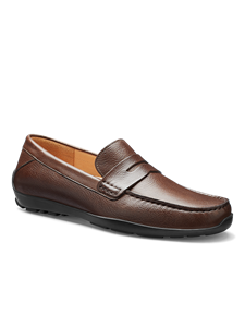 Brown Tumbled Full Grain Leather Black Sole Shoe | Samuel Hubbard Shoes | Sam's Tailoring Fine Men Clothing