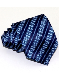 Navy Blue & Sky Blue Regimental Pattern Sartorial Tie | Italo Ferretti Ties Collection | Sam's Tailoring Fine Men's Clothing