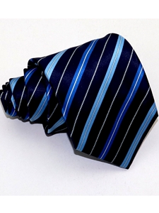 Sky Blue & Navy Blue Regimental Pattern Sartorial Tie | Italo Ferretti Ties Collection | Sam's Tailoring Fine Men's Clothing