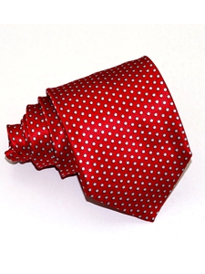 Classic Red With Refined Polka Dots Sartorial Silk Tie | Italo Ferretti Ties Collection | Sam's Tailoring Fine Men's Clothing