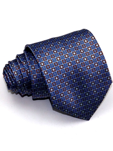 Blue With Small Geometric Pattern Tailored Silk Tie | Italo Ferretti Ties Collection | Sam's Tailoring Fine Men's Clothing