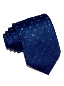 Blue With Polished Small Daisies Woven Silk Tie | Italo Ferretti Ties Collection | Sam's Tailoring Fine Men's Clothing