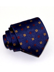 Navy Blue With Floral Pattern Sartorial Woven Silk Tie | Italo Ferretti Ties Collection | Sam's Tailoring Fine Men's Clothing