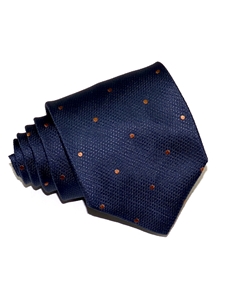 Navy Blue With Bronze Dots Sartorial Woven Silk Tie | Italo Ferretti Ties Collection | Sam's Tailoring Fine Men's Clothing