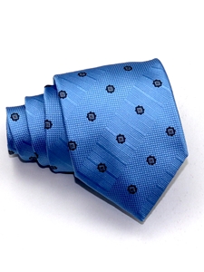 Light Blue With Geometric Print Sartorial Woven Silk Tie | Italo Ferretti Ties Collection | Sam's Tailoring Fine Men's Clothing