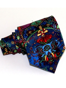 Multicolor Elegant Indian Elefant Pattern Tailored Silk Tie | Italo Ferretti Ties Collection | Sam's Tailoring Fine Men's Clothing
