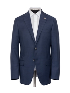 Blue Stripe Honey Way Super 160's Wool B-Fit Suit | Hickey Freeman Suits | Sam's Tailoring Fine Men Clothing