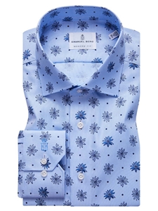 Light Blue Floral Pattern Mr Crown Men's Shirt | Causal Shirts Collection | Sam's Tailoring Fine Men's Clothing