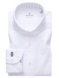 White With Dotted Contrast Harvard Oxford Shirt | Causal Shirts Collection | Sam's Tailoring Fine Men's Clothing