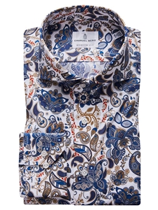 White Paisley Pattern Modern Fit Harvard Shirt | Causal Shirts Collection | Sam's Tailoring Fine Men's Clothing