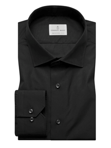 Classic Black Two Button Cuffs Dress Shirt | Business Shirts Collection | Sam's Tailoring Fine Men's Clothing