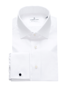 White Wrinkle Resistant French Cuffs Dress Shirt | Business Shirts Collection | Sam's Tailoring Fine Men's Clothing
