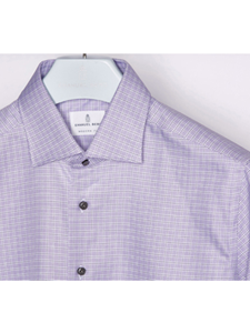 Lavender & White Checked Long Sleeve Shirt | Casual Shirts Collection | Sam's Tailoring Fine Men's Clothing