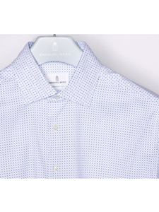 Blue Small Dots On White Background Shirt | Casual Shirts Collection | Sam's Tailoring Fine Men's Clothing