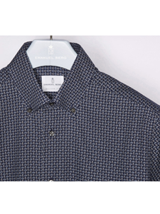 Black Geometric Print Long Sleeve Men Shirt | Casual Shirts Collection | Sam's Tailoring Fine Men's Clothing