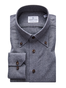 Grey Button Down Collar Modern Fit Shirt | Casual Shirts Collection | Sam's Tailoring Fine Men's Clothing