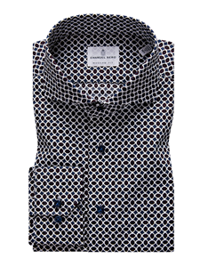 White & Brown Circle Print Modern Casual Shirt | Casual Shirts Collection | Sam's Tailoring Fine Men's Clothing