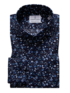 Navy Blue Floral Print Modern Fit Casual Shirt | Casual Shirts Collection | Sam's Tailoring Fine Men's Clothing