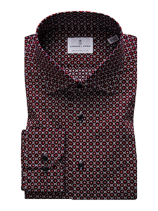 Red Geometric Print Long Sleeve Casual Shirt | Casual Shirts Collection | Sam's Tailoring Fine Men's Clothing