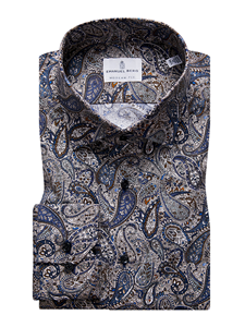 Fine Paisley Print Spread Collar Long Sleeve Shirt | Casual Shirts Collection | Sam's Tailoring Fine Men's Clothing