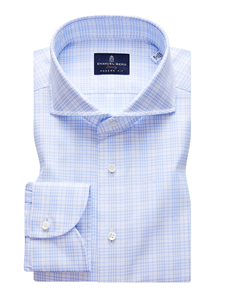 Light Blue & White Checked Fine Men's Shirt | Casual Shirts Collection | Sam's Tailoring Fine Men's Clothing