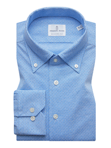 Sky Blue With Small Dots Pique Jersey Shirt | Casual Shirts Collection | Sam's Tailoring Fine Men's Clothing